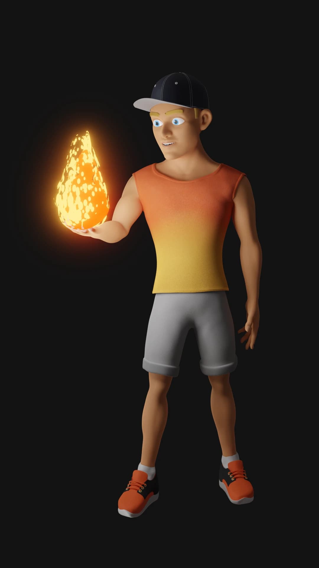 Ariston regarde une boule de feu symbolisant la création d'énergie