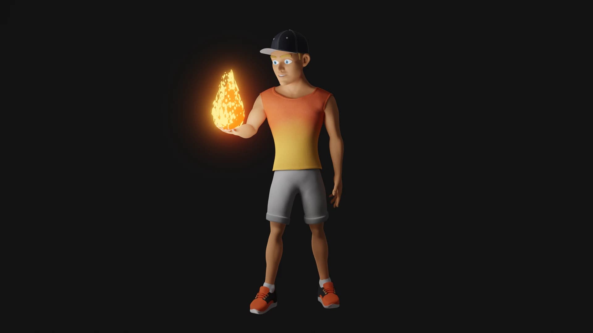 Ariston regarde une boule de feu symbolisant la création d'énergie